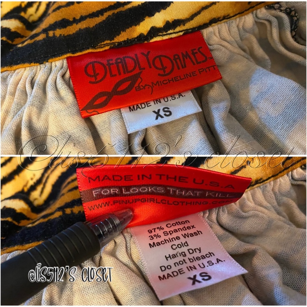 Pinup Couture x Deadly Dames by Micheline Pitt Tiger Print Swing Skirt XS - Picture 7 of 14